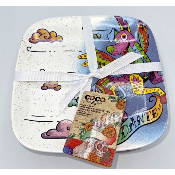 Disney Store Pixar Coco Miguel Día de los Muertos Plate Set Of 4 Dante, Pepita - Picture 1 of 12